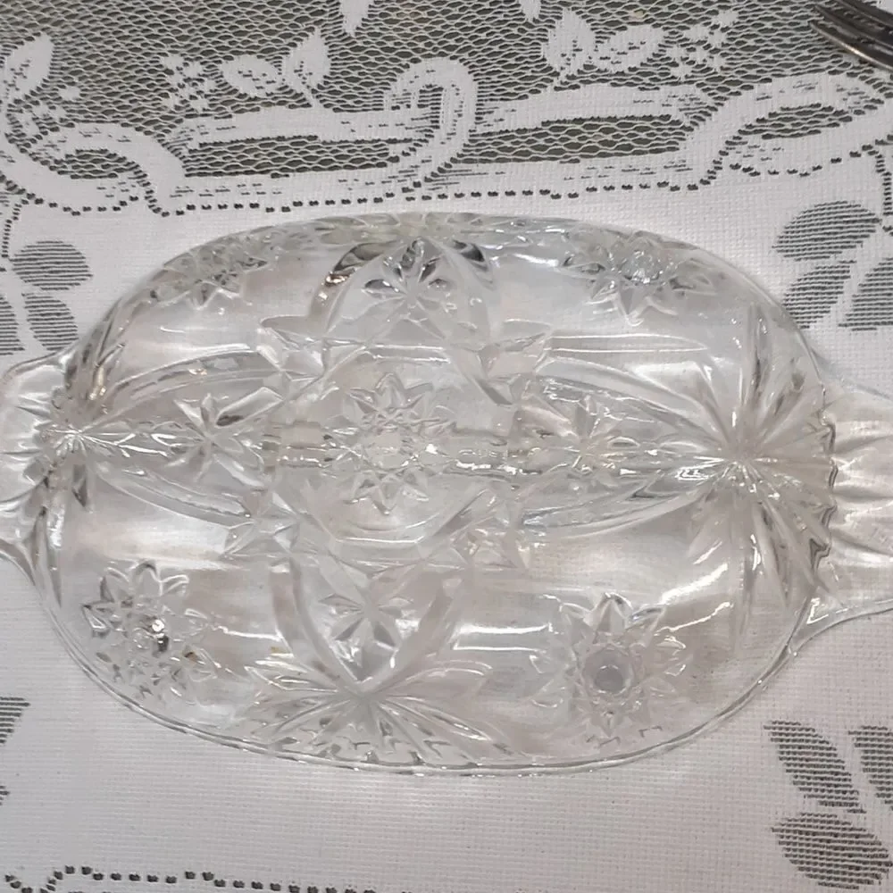 Split Divided Relish Dish, Anchor Hocking Star/David or Early‎ American Prescott